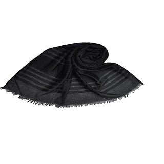 Stripes and Patches Embroidered Hijab - Black